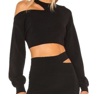 Michael Costello x Revolve cropped asymmetrical shirt